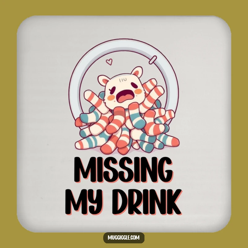 Funny Lost Socks Coaster: Laundry Basket Portal Protection