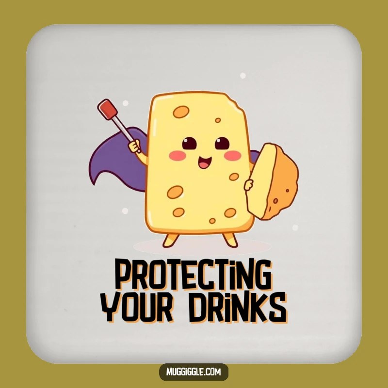 Funny Cheese Hero Coaster: Protect Your Table with a Brave Cheese, Perfect Funny Gift