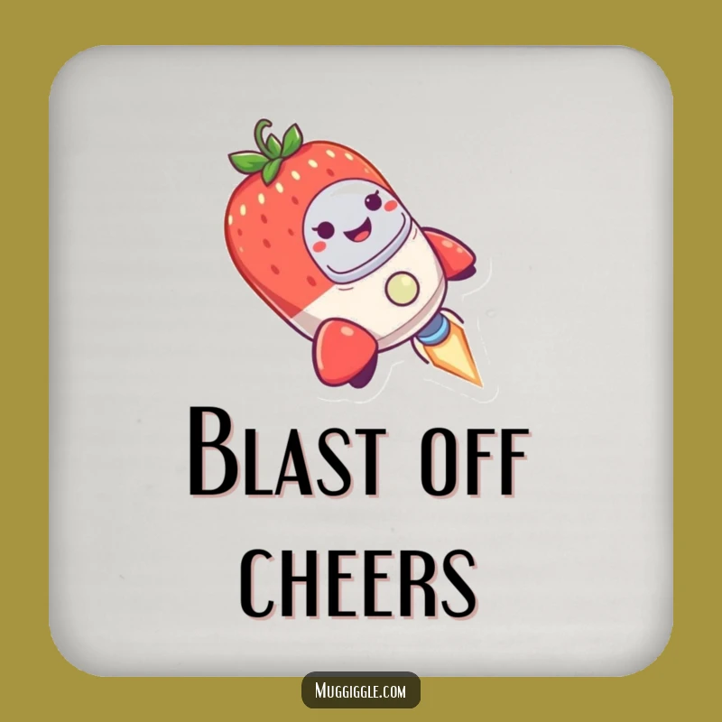 Rocket Ride Funny Coasters: Strawberry Pilot, Humorous Table Protection