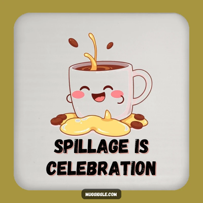Funny Coffee Coaster Set: Giggling Mug Character, Decorative Spill Protection