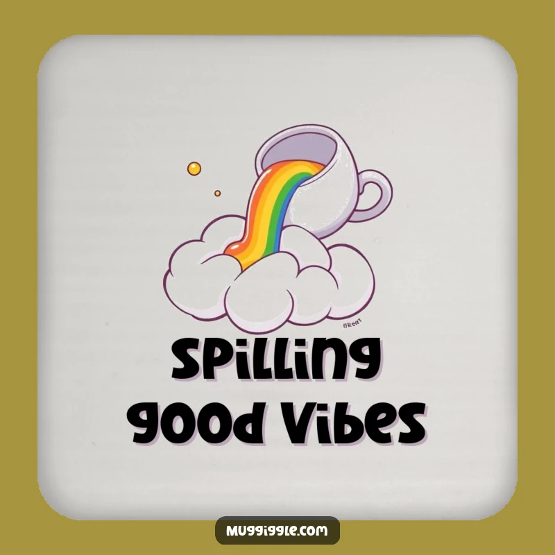 Funny Cloud Tea Spill Coaster: Protect Surfaces with a Surprised Cloud & Rainbow, Funny Gift