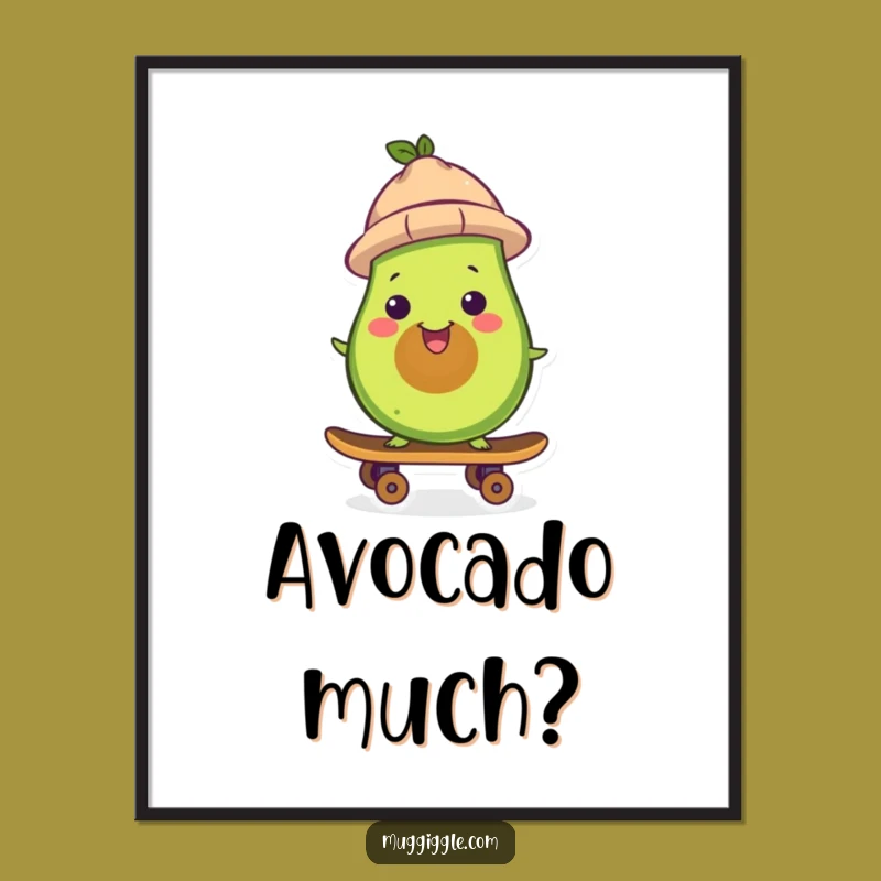 Funny Avocado Skateboard Poster: Hilarious Art for Kitchen and More