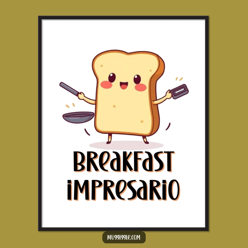 Funny Toast Juggling Pans Poster: Brave Breakfast Art for Your Wall!