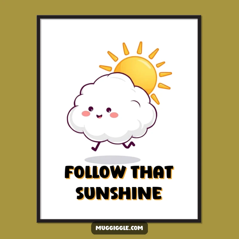 Funny Cloud & Sun Poster: Playful Sky Art Gift for Decor