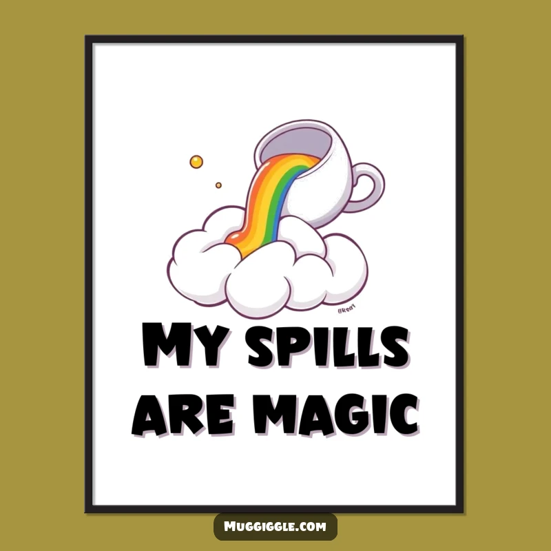 Funny Cloud Tea Spill Poster: Whimsical Wall Art with a Surprised Cloud, Great Funny Gift