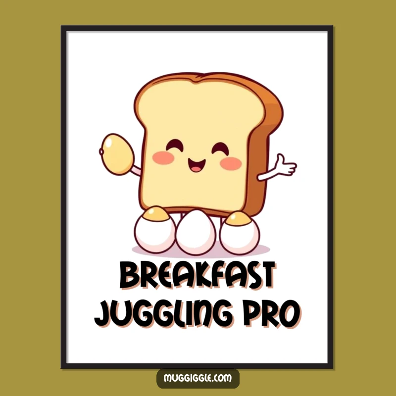 Funny Juggling Toast Poster: Whimsical Breakfast Art for Your Walls