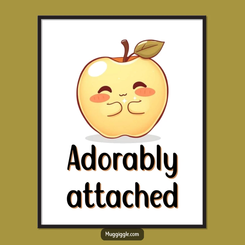 Funny Shy Apple Poster: Humorous Wall Art and Gift for Crafters and Romantics