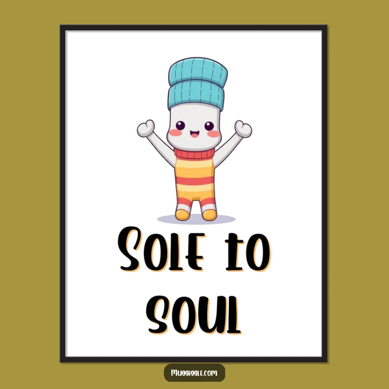Funny Sock Hat Poster: Whimsical Wall Art of Paired Socks, Perfect Funny Gift
