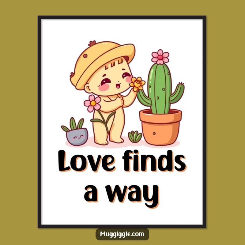 Funny Taco Cactus Poster: Awkward Admirer Art, Perfect Quirky Gift