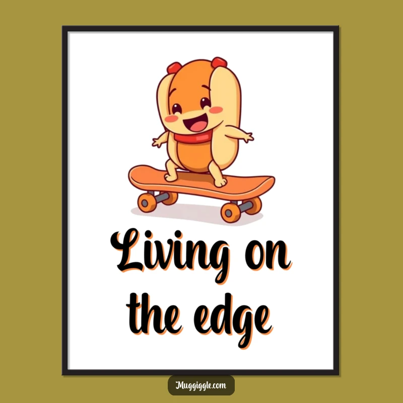 Funny Hot Dog Skateboarder Poster A Wild Ride Wall Art Gift
