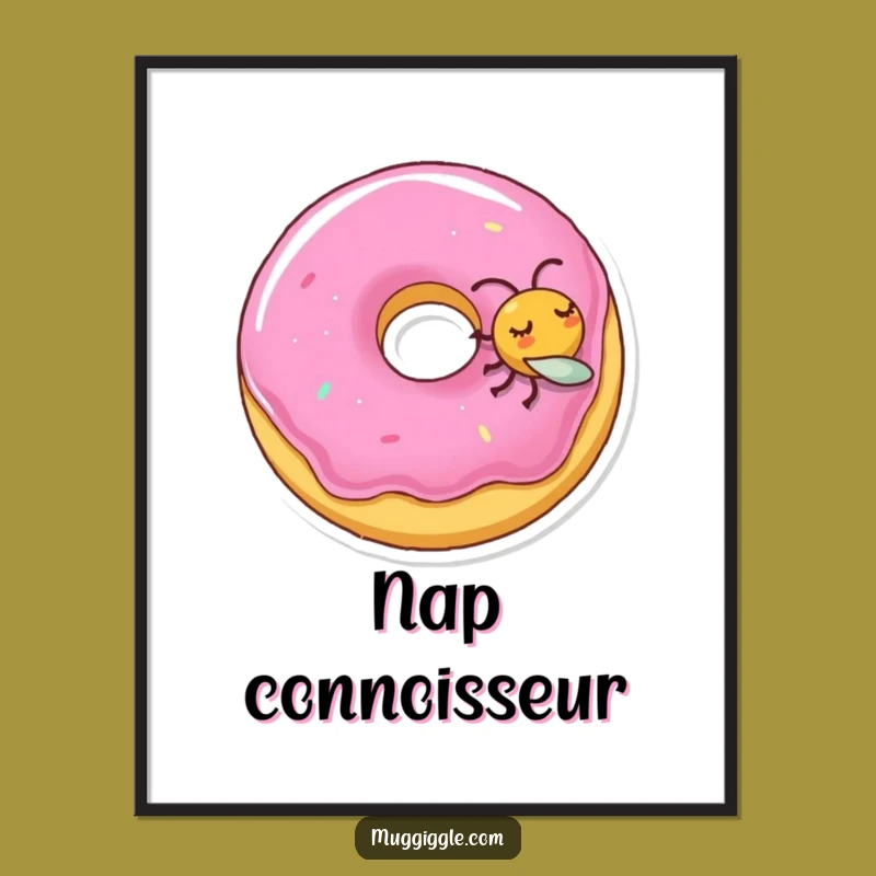 Funny Sleeping Donut Fly Poster: Whimsical Art for Your Walls, Great Funny Gift!