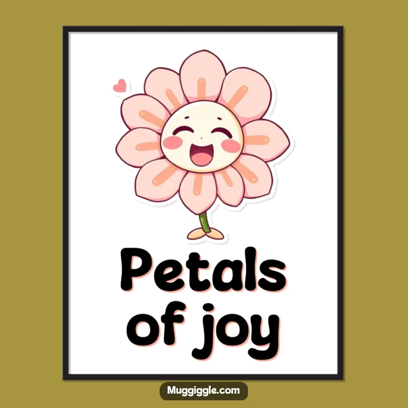 Funny Singing Flower Poster: Laughter Petals Happy Character Art