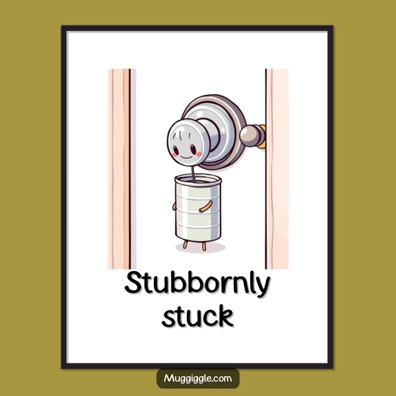 Funny Doorknob Can Poster: Relatable Wall Art of a Stubborn Can, Perfect Funny Gift
