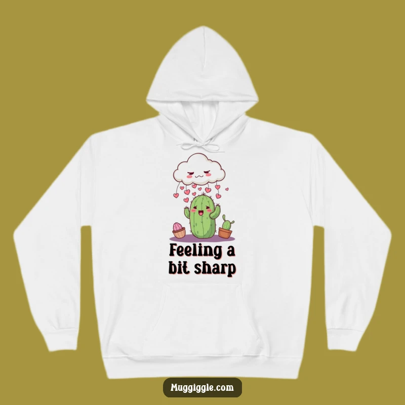 Funny Grumpy Cloud Cactus Hoodie: Cozy & Cute Heart Rain Sweatshirt