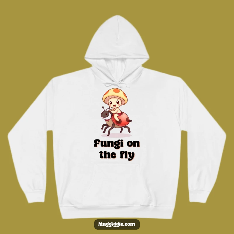 Funny Mushroom Ladybug Hoodie: Cozy Delighted Cartoon Sweatshirt