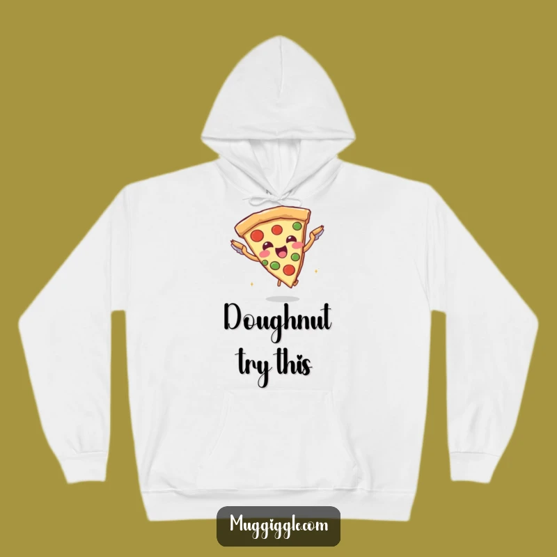 Funny Pizza Flying Hoodie: Cozy Joyful Slice Character - Warm Foodie Gift