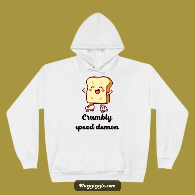 Funny Toast Roller Skates Hoodie: Cozy Determined Cartoon Sweatshirt