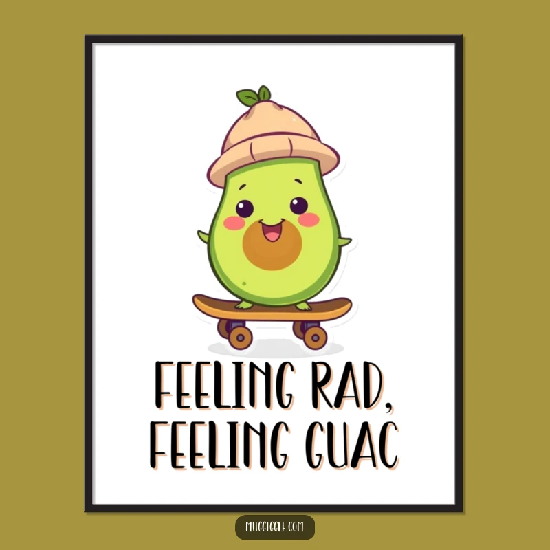 Free Printable Avocado Skateboard Wall Art: Funny Downloadable Decor for a Cool Vibe