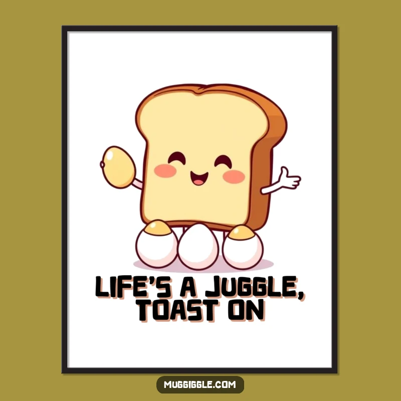 Free Printable Toast Juggling Wall Art: Breakfast Fun Downloadable Decor