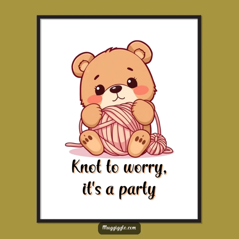 Free Printable Wall Art: Clumsy Bear Yarn Tangle, Hilarious Home Decor