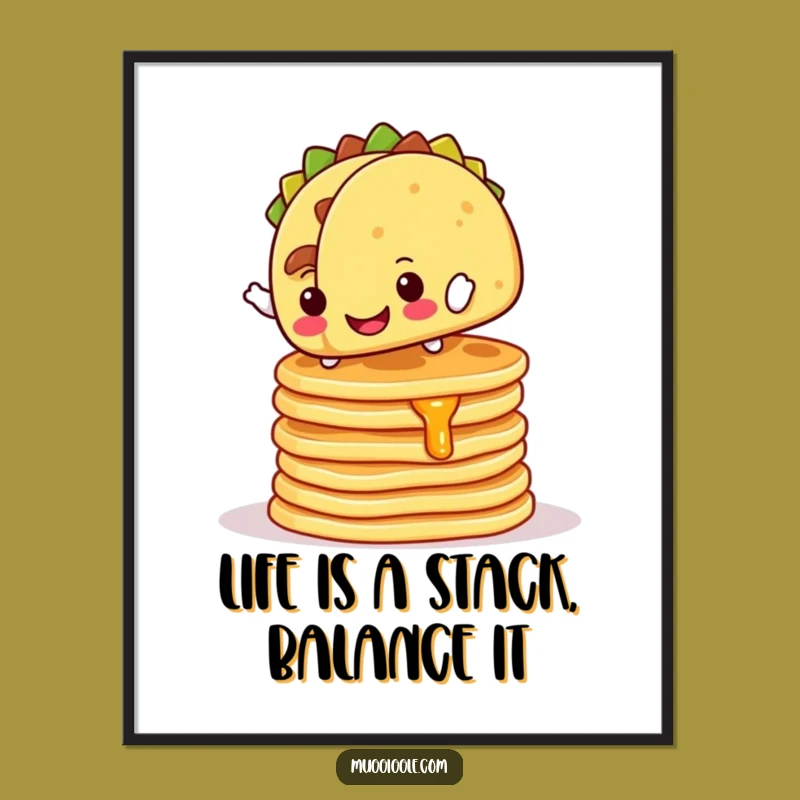 Free Printable Wall Art: Funny Taco & Pancake Balance for Whimsical Decor!