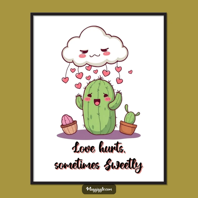 Free Printable Wall Art: Grumpy Cloud Heart Rain Cactus, Whimsical Downloadable Decor