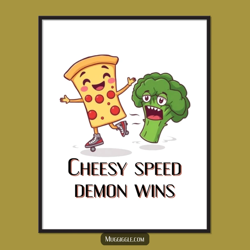 Free Printable Wall Art: Roller Skating Pizza Slice Defies Veggie Norms