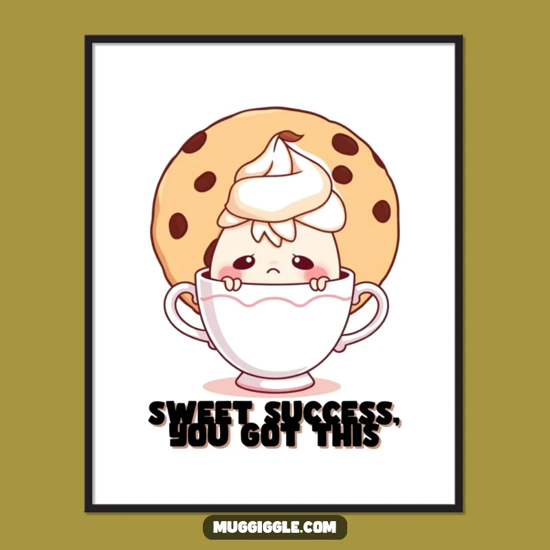 Funny Free Printable Wall Art: Shy Teacup & Cookie - Whimsical Home Decor Downloadable!
