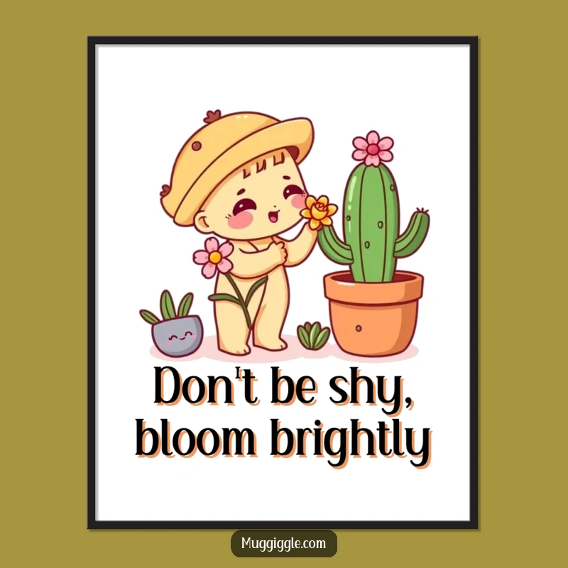 Funny Free Printable Wall Art: Taco Cactus Shy Gift Downloadable Decor