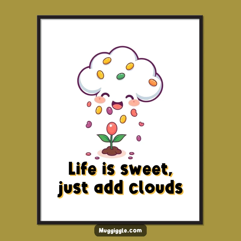 Free Printable Wall Art: Happy Cloud Jellybean Rain, Whimsical Decor Piece