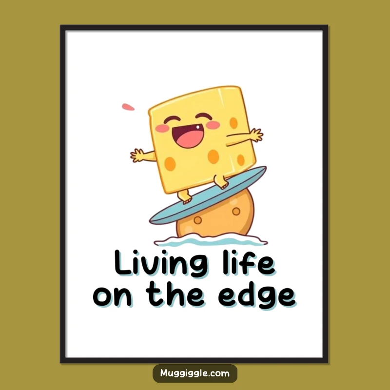 Funny Free Printable Wall Art: Surfing Cheese Character for Quirky Decor