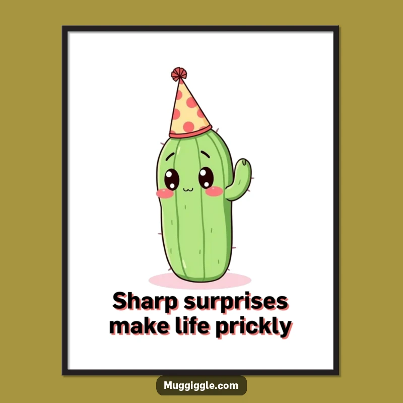Funny Free Printable Wall Art: Surprised Cactus Celebration, Humorous Downloadable Decor for Quirky Spaces