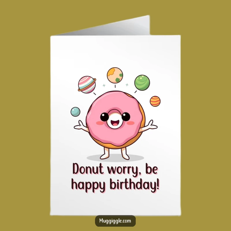 Free Printable Donut Birthday Card: Funny Juggling Planets Downloadable Gift!