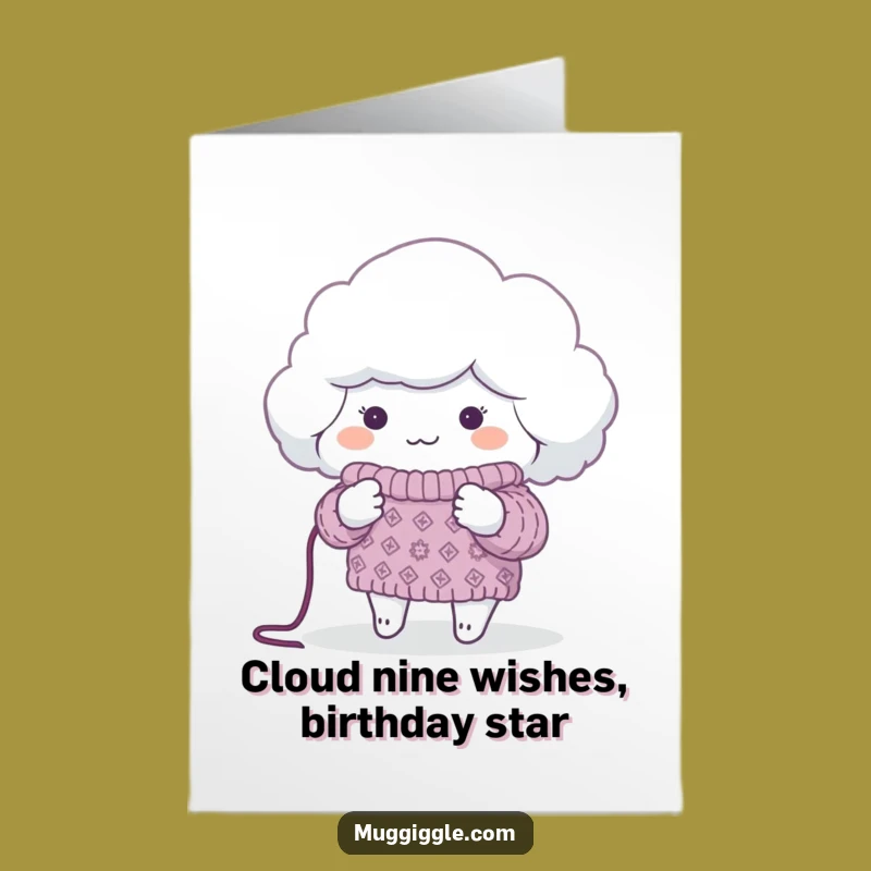 Free Printable Birthday Card: Cloud Knits Warm Wishes for Your Special Day