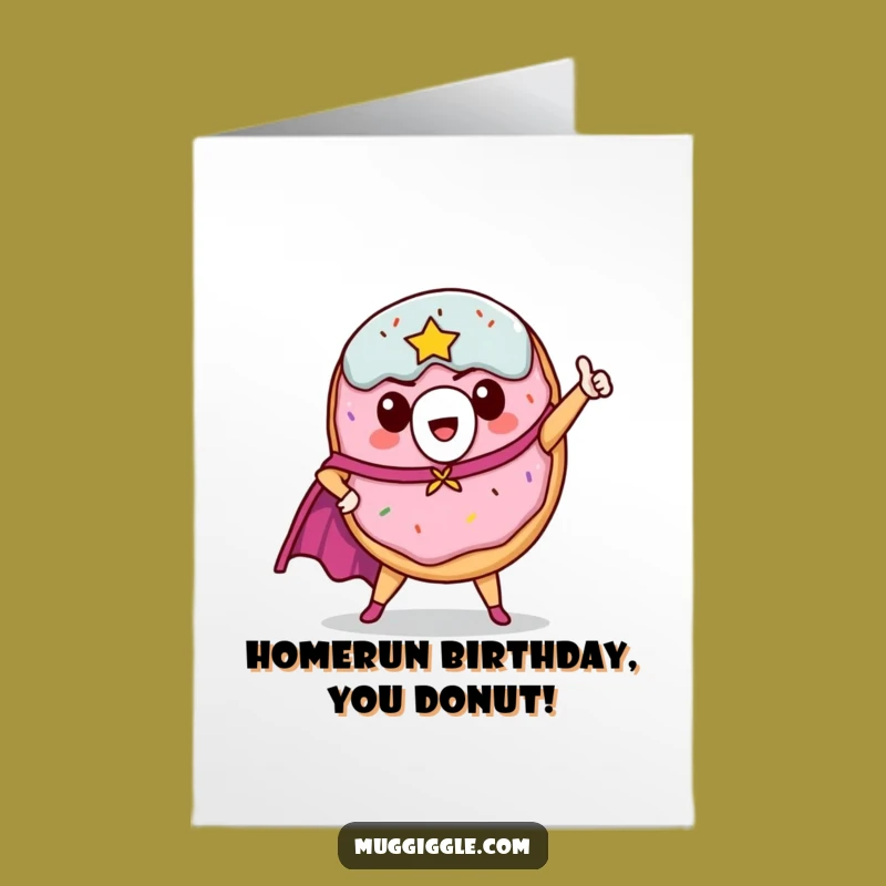 Free Printable Birthday Card: Funny Donut Hero, Epic Heroic Pose Downloadable Gift