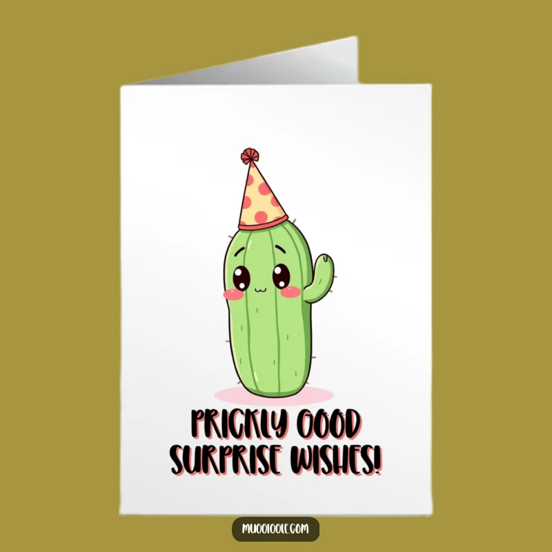 Free Printable Birthday Card: Surprised Cactus Bash, Funny Downloadable Gift for Unexpected Fun