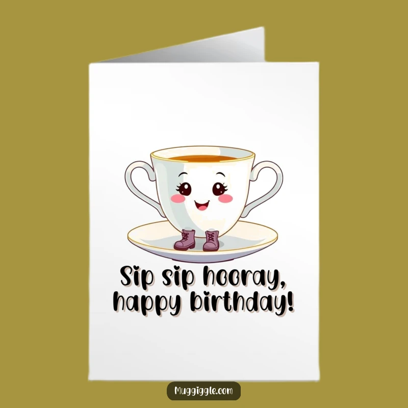Free Printable Dancing Teacup Birthday Card: Boots & Beats, Fun Downloadable Gift