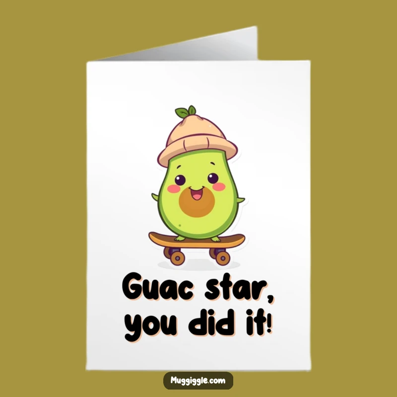 Free Printable Avocado Skateboard Congrats Card: Hilarious Downloadable Greeting for Big Wins