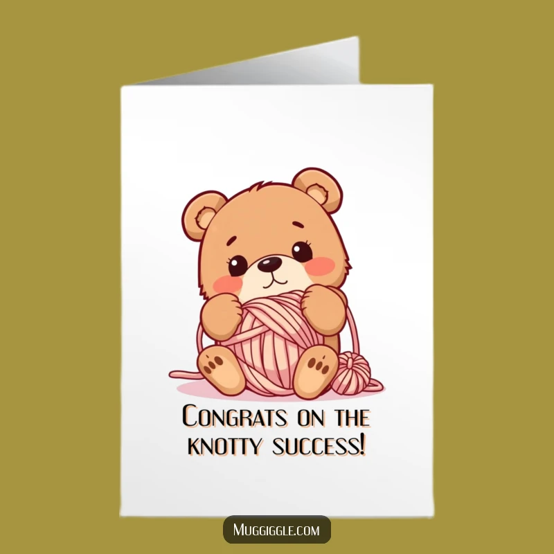 Free Printable Congrats Card: Bear Yarn Tangle, Hilarious Achievement Design