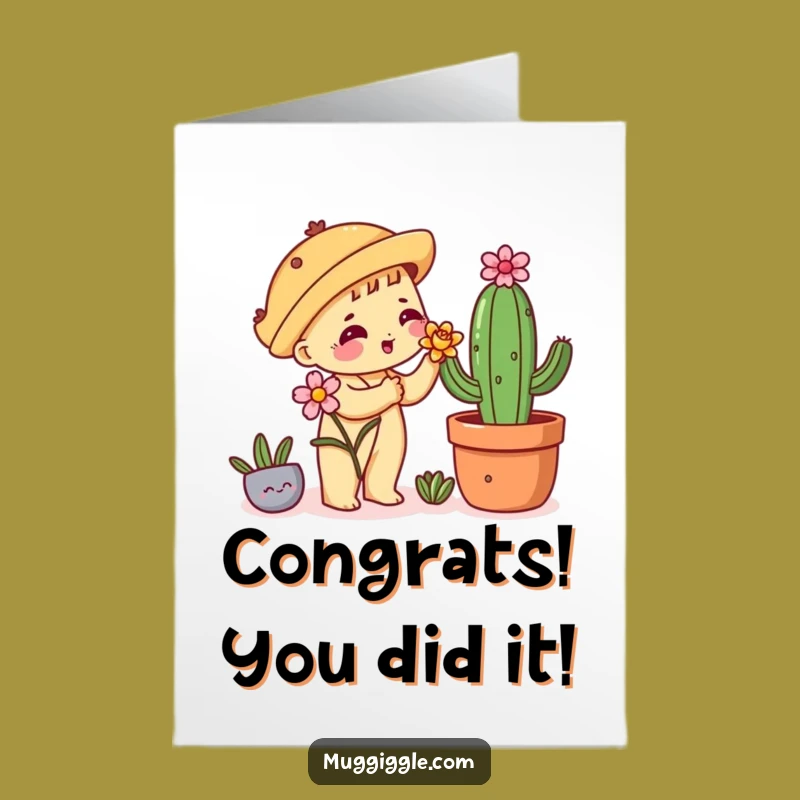 Free Printable Congrats Card: Funny Taco Cactus Bloom Downloadable
