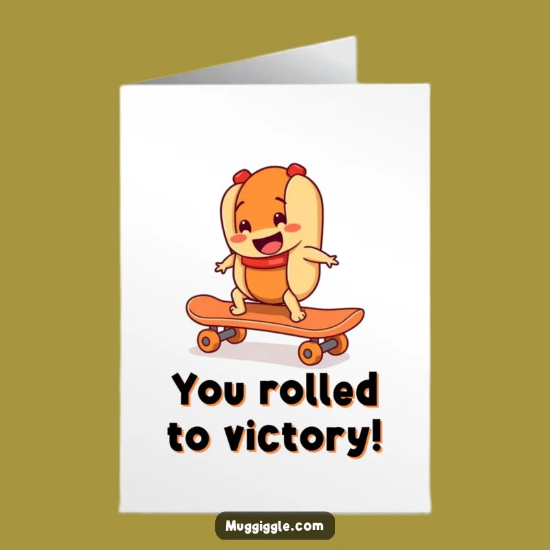 Free Printable Congrats Card: Hot Dog Skater Character Funny Downloadable Gift