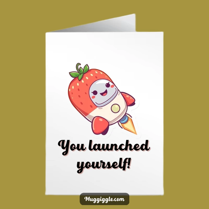 Free Printable Congrats Card: Strawberry Space Pilot, Rocket Wobble, Funny Downloadable Gift