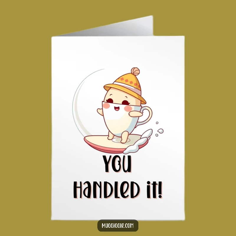 Free Printable Congrats Card: Teacup Surfing Success, Bubble Celebration, Funny Downloadable Gift