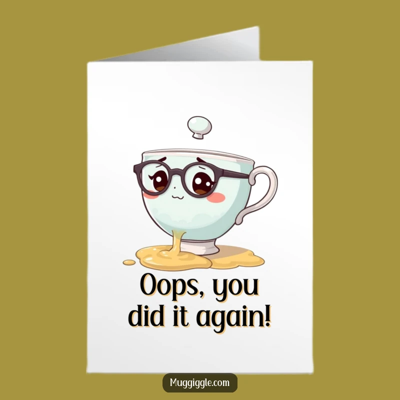 Free Printable Congrats Card: Bewildered Teacup Character Funny Downloadable Gift