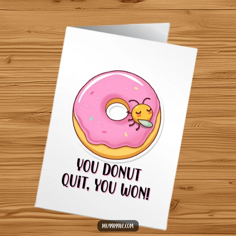 Funny Free Printable Congratulations Card: A donut character asleep, being nudged by a fly, celebrating achievement with a quirky, humorous touch.