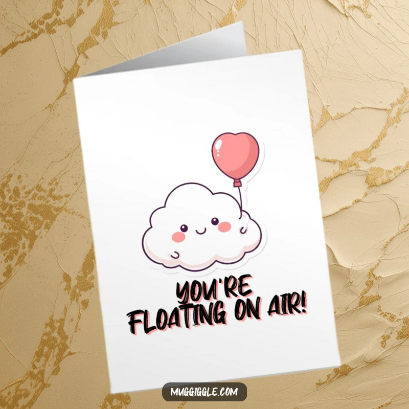 Funny Free Printable Congratulations Card: smiling cloud drifts with a balloon, celebrating achievements with downloadable, humorous art.