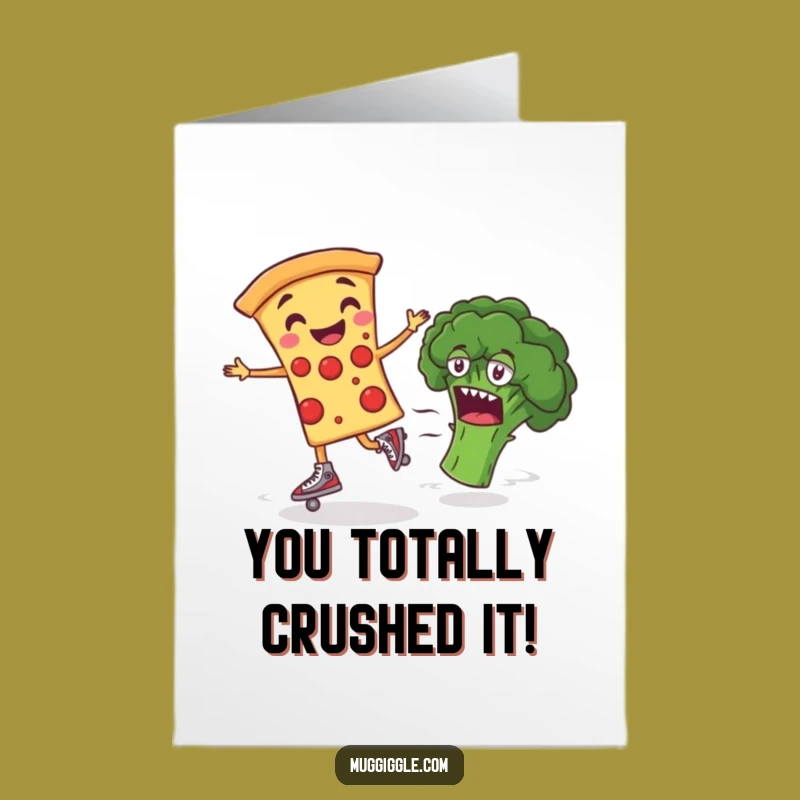 Free Printable Congrats Card: Pizza Skater Rolls Over Broccoli to Celebrate You
