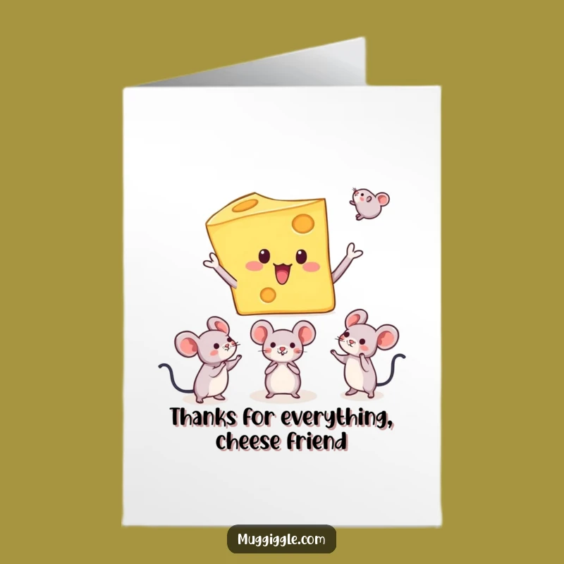 Free Printable Thank You Card: Juggling Cheese Character Funny Downloadable Gift