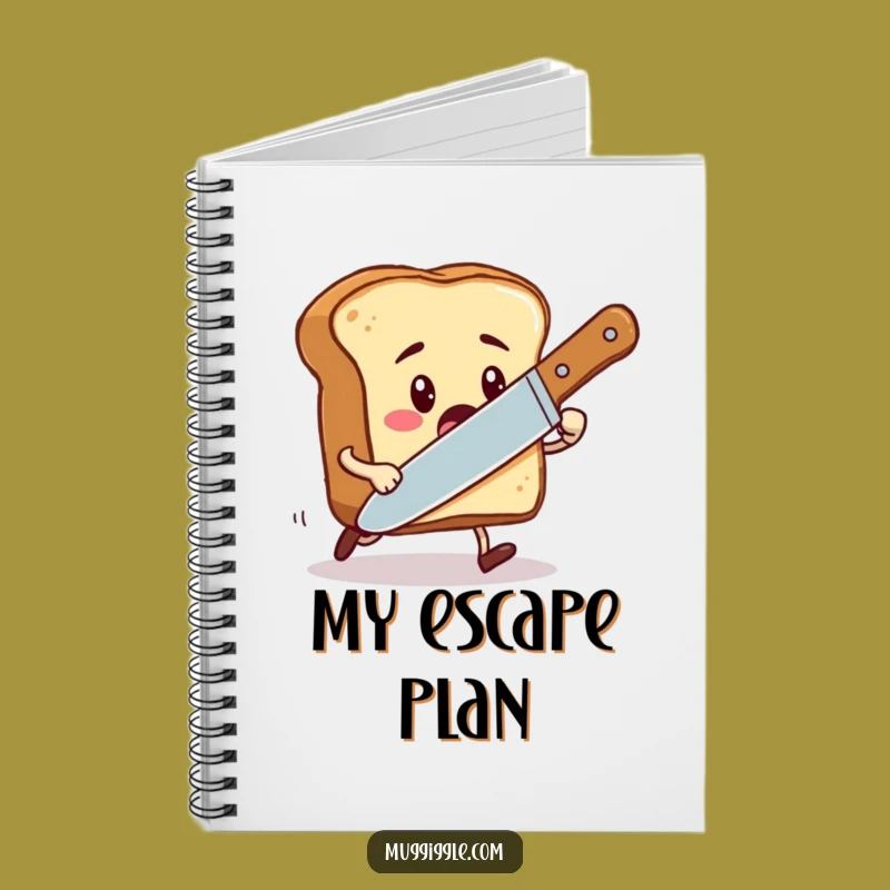 Funny Toast Chase Notebook - Cartoon Breakfast Character Journal