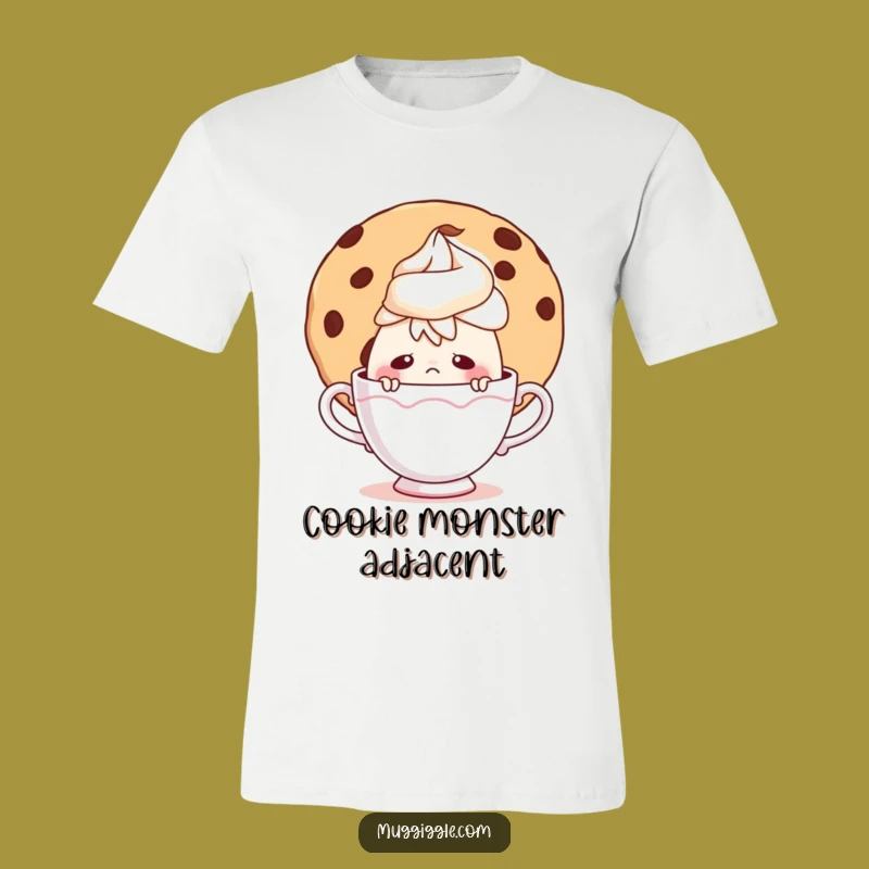 Funny Peek-a-Boo Teacup T-Shirt - Hiding Behind Cookies in Style!